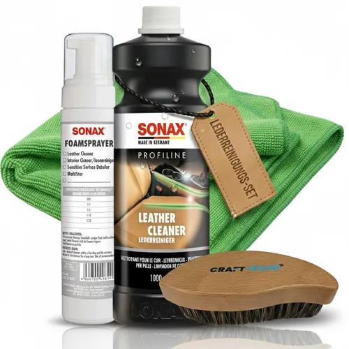 SONAX 1000ml Profiline Leather Cleaner+Foamsprayer+Microfasertuch+Lederbürste
