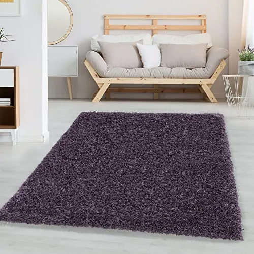 Carpetsale24 Shaggy Hochflor Teppich Läufer Flur 60 x 110 cm Violett-2 - Weicher, Flauschiger Teppich Wohnzimmer – Moderner, Rutschfester Badezimmerteppich & Küchenläufer, Bettvorleger Schlafzimmer