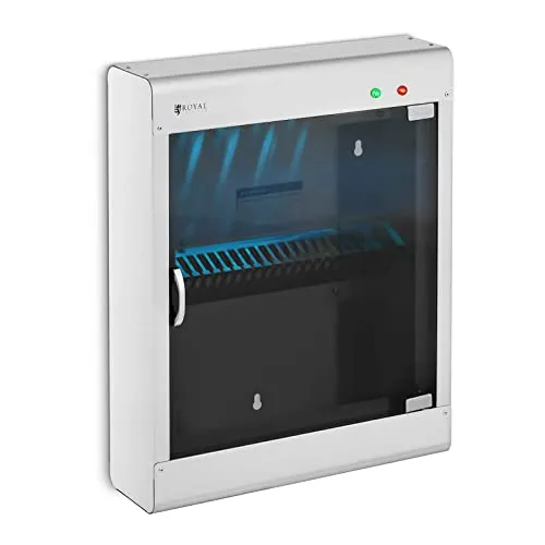 Royal Catering UV-Sterilisator für 20 Messer - Hochwertiger Edelstahl-Messersterilisator mit UV-Licht, desinfiziert bis zu 99 % der Bakterien und ideal für Gastronomie. Mit Timer für bis zu 60 Minuten und niedrigen Betriebskosten.