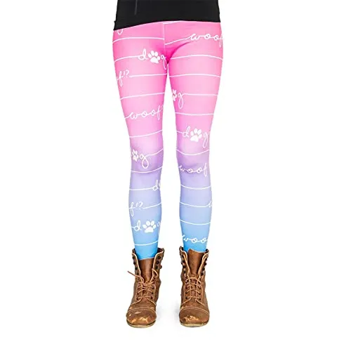 cosey Damen Bedruckte Bunte Motiv (Einheitsgröße) Leggings, Woof Woof, Standard