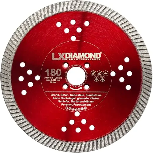 LXDIAMOND Diamant-Trennscheibe 180mm passend für Lamello Tanga Delta S2 / Fein MF14-180 Montagefräse Fensterfräse Trennfräsmaschine geeignet für Beton Granit Mauwerk ect. 180 mm