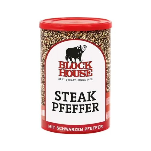 Block House Steak Pfeffer 200g - Verleihen Sie Ihren Steaks mit unserem Steak Pfeffer eine einzigartige Geschmackstiefe. Ideal zum Grillen und für Marinaden, ohne künstliche Zusätze. Genießen Sie den unverwechselbaren Block House Geschmack!