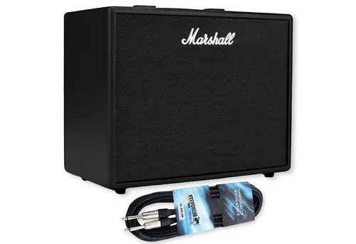 Marshall Code 50 Combo E-Gitarrenverstärker mit Bluetooth - Vielseitiger 50-Watt E-Gitarrenverstärker mit 24 digitalen Effekten und 100 Presets. Intuitive App-Steuerung per Bluetooth für kreative Klanggestaltung. Ideal für Üben und kleine Auftritte.