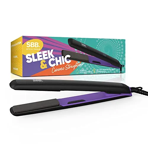 SBB Sleek & Chic Pro Digital Keramik-Haarglätter – Keramikplatten für Styling, Glätten, Locken – Ultraschnelles Aufheizen, variable Einstellungen, automatische Abschaltung, mit Macadamia- & Arganöl