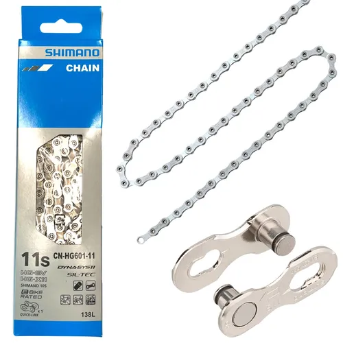 Shimano CN-HG601-11 Fahrrad Kette - 11-Fach Kette mit 138 Gliedern, perfekt für E-Bikes und MTB Enduro, sorgt für hohe Schaltpräzision und Langlebigkeit.