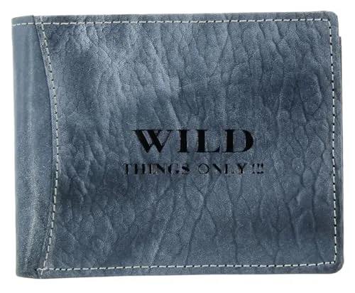 WILD THINGS ONLY !!! Herren Geldbörse aus Echt-Leder - Herren-Geldbörse in antik Optik mit einzigartigem Used-Look. Viel Stauraum für 8 Kreditkarten, Ausweis und Münzen, plus Sicherheitsfach mit Reißverschluss.