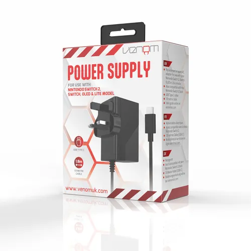 Venom Nintendo Switch 2 Netzteil | Fast Charge 60W | 1,8m Länge | UK Stecker