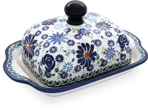 Bunzlauer Keramik Butterdose eckig für 250g - Hochwertige Butterdose aus Bunzlauer Keramik, temperaturausgleichend für stets streichzarte Butter. Ideal für 250g Stücke und ein stilvolles Element auf jedem Frühstückstisch.