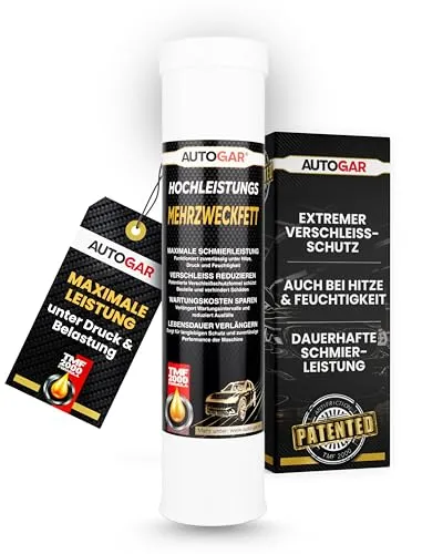 AUTOGAR® Hochleistungs-Mehrzweckfett 400g Kartusche - Lithiumfett für Lager, Gelenke, Montage - Extrem belastbar bei Druck, Hitze & Feuchtigkeit - Montagefett & Radlagerfett