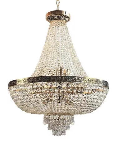 PGA-Lights Pendelleuchte Kristall Kroblüster Plaza 60cm in gold von PGA-Lights