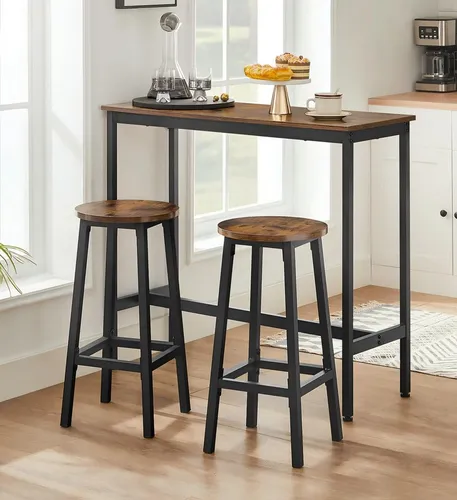 VASAGLE Bartisch Küchentisch-Set mit 2 Barhockern von VASAGLE
