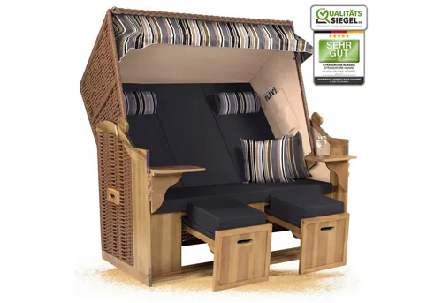 Strandkorb Hanse XXL 2,5-Sitzer Volllieger Beige Anthrazit