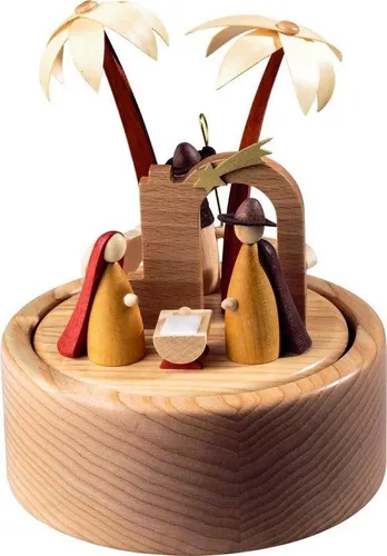 Richard Glaesser Spieluhr Christi Geburt, modernes Design, Höhe 18cm, Handwerkskunst original Erzgebirge
