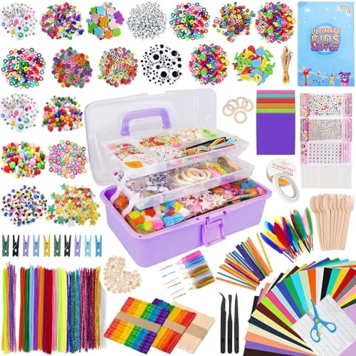 UCAMP Bastelset Kinder,3700+ Stück Scrapbooking Bastelset mit Aufbewahrungsbox,Bastelbedarf für Kinder, Bastelsachen Bastelpapier Bastelmateria Scrapbooking,für Mädchen Jungen 4 5 6 7 8Jahre Geschenk