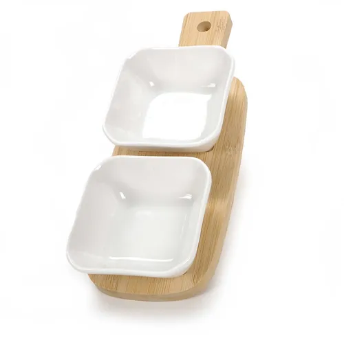 Bubble-Store Tapas-Schale 3-tlg. Set – Keramik & Bambus - Stylisches 3-teiliges Tapas-Set aus langlebiger Keramik und nachhaltigem Bambus. Ideal für das Servieren von Snacks, Dips und Fingerfood bei geselligen Abenden. Perfekte Kombination aus Eleganz und Funktionalität.