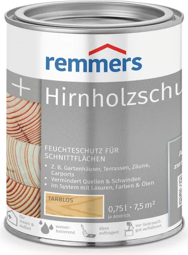 Remmers Hirnholzschutz farblos, 0,75 Liter - Beizen – Effektiver Schnittflächenschutz für Holz, wasserabweisend und elastisch, ideal für Innen- und Außenanwendungen.