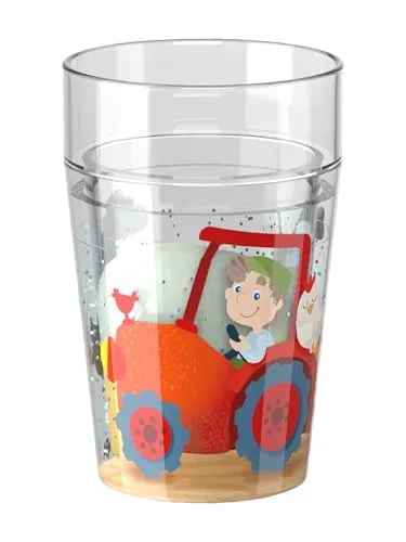 HABA Unisex Glitzerbecher 4-Pack - Bauernhof - FUNKELNDER TRINKSPAß: Mit einem neugierigen Bären und Glitzer-Effekt begeistert dieser Kinderbecher beim Trinken. KINDGERECHTE FORM: Perfekt für kleine Hände, bruchsicher und BPA-frei für unbeschwerten Genuss. PFLEGELEICHT: Ideal für den täglichen Gebrauch.