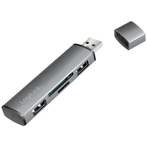 LogiLink UA0394  USB 3.2 Gen 2-Hub mit Aluminiumgehäuse, mit eingebautem SD-K...