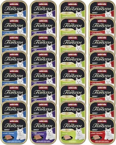 animonda Vom Feinsten Adult Fisch & Fleisch Vielfalt (32 x 100 g), Nassfutter für ausgewachsene Katzen, Katzenfutter ohne Getreide und Zucker, fein-stückige Pasteten