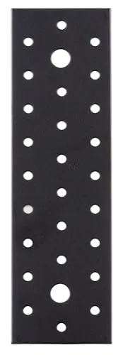 Alberts 824914 Lochplatte, schwarz - Stütze aus verzinktem Stahl mit schwarzer Kunststoffbeschichtung, ideal für stabile Verbindungen in DIY-Projekten.