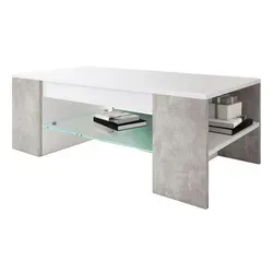 Mid.you Couchtisch Grau – Rechteckiger Wohnzimmertisch mit Stauraum - Eleganter Couchtisch aus Holzwerkstoff in Grau, 50x35x100 cm. Mit praktischem Stauraum und offenem Fach, ideal für dein Wohnzimmer.