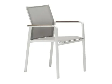 Zebra Bee Sessel Aluminium weiß mit Teak-Armlehnen von Zebra