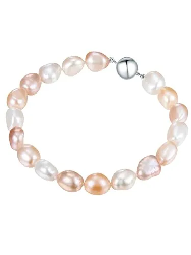 Valero Pearls Damen Perlen-Armband aus Sterling Silber - Elegantes Armband mit Süßwasser-Zuchtperlen, ideal für jeden Anlass. Mit einem praktischen Magnetverschluss für einfachen Tragekomfort.