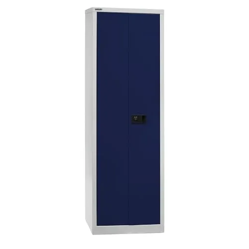 Bisley Aktenschrank E782A04B6, abschließbar, 60 x 195 x 40 cm - Flügeltürenschrank aus robustem Metall mit 5 höhenverstellbaren Fachböden. Ideal für sicheres Aufbewahren von Dokumenten, inklusive 3-Punkt Drehzylinderschloss.