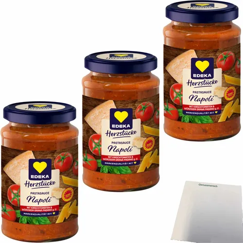 Edeka Pastasauce Napoli mit Kirschtomaten & würzigem Grana Padano 3x350g Glas