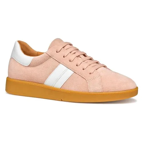 Geox Damen D MELEDA B Sneaker - Atmungsaktiv in Nude/White, 38 EU - Damen-Sneaker mit atmungsaktivem Obermaterial aus Synthetik und flacher Gummisohle für hohen Tragekomfort.