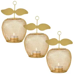 3er Set Moderne Deko Teelichthalter Manzana gold 19cm in gold von Marrakesch Orient & Mediterran Interior