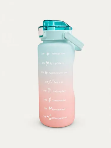 Botells Trinkflasche 2 Liter, Trinkmotivation mit Strohhalm, 2 Adapter, schöner Farbverlauf, BPA frei, geeignet für Camping, Reisen, Schule, Sport und Büro