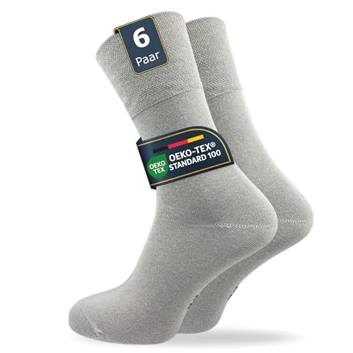 GAWILO Herren Socken (6er-Pack) ohne Gummidruck | extra weiter Komfortbund | Business & Freizeit (39-42, hellgrau)