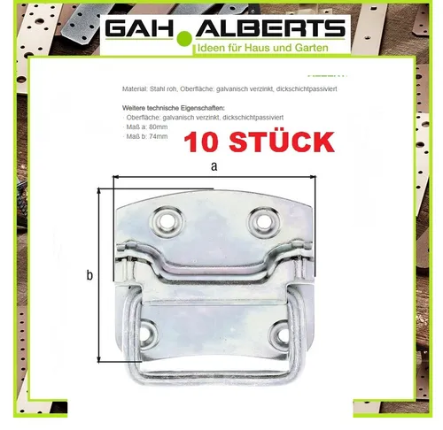 STÜCK GAH Kistengriff 74 mm - 10er Pack - Möbelgriffe aus verzinktem Stahl, robust und langlebig, ideal für Kisten und Schränke. Perfekt für DIY-Projekte und Möbelrenovierungen.
