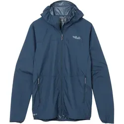Rab Windgather Hoody XL - Tempest Blue - Funktionsjacke für Herren, ideal zum Wandern und Speed Hiking, aus windfestem, recyceltem Pertex Quantum-Material für optimalen Schutz bei stürmischen Bedingungen.