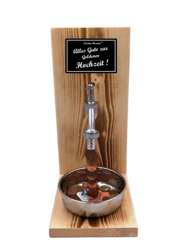 Eiserne Reserve® Geschenkbox zur Goldenen Hochzeit - Aufbewahrungsbox für Geldgeschenke, humorvoller Geldhahn mit Magneten für Münzen – das perfekte originelle Geschenk für besondere Anlässe!