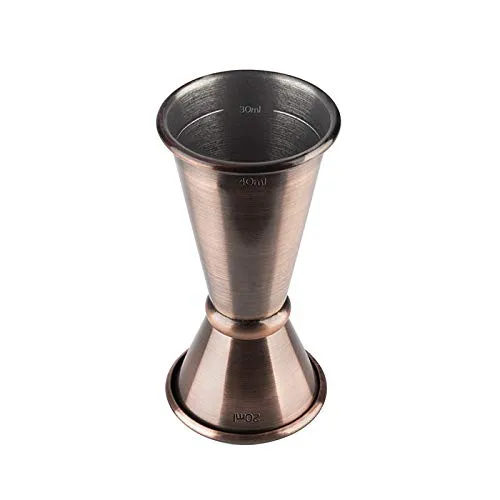 Buddy´s Bar - Barmaß, 2/4 cl Doppelmaß, Innenmaße 1 cl / 3 cl, hochwertiges Barmaß, lebensmittelecht, Jigger zum Abmessen von Zutaten für Cocktails, Kupfer antik