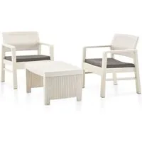 Produktbild vidaXL 3-tlg. Garten-Lounge-Set Kunststoff Weiß