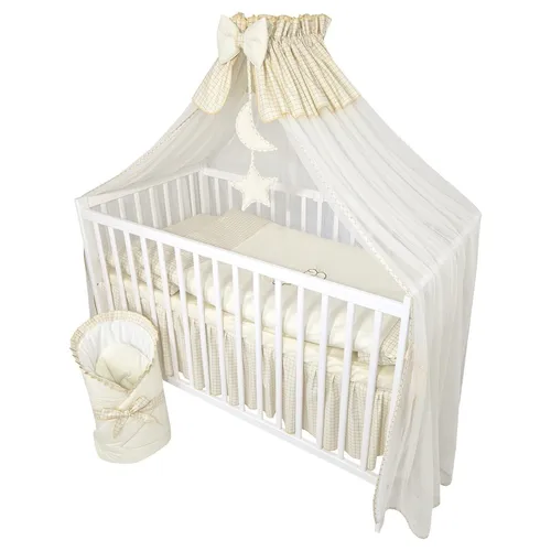 Teiliges Babybett Kinderbett Gitterbett Set mit Matratze 13-teilig - Bettsets - 13-teiliges Babybett Set inkl. Matratze, höhenverstellbar und aus Massivholz, ideal für Neugeborene und Kleinkinder, mit liebevollem Teddybär-Motiv.