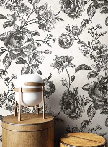 NEWROOM Tapete Weiß in schwarz von Newroom