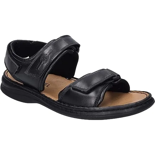 Josef Seibel Rafe Herren-Sandale - Bequeme Leder-Sandale in Schwarz mit leichtem, flexiblen PU-Sohle und praktischem Klettverschluss für optimalen Halt – ideal für Wanderungen und Freizeit.