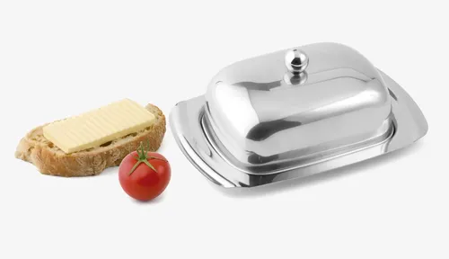 Weis Butterdose aus Edelstahl, Silver, 1-Pack - Elegante Butterdose für 250 g Butter, ideal für stilvolles Servieren. Hergestellt aus leicht zu reinigendem Edelstahl, spülmaschinengeeignet und perfekt für die Küche.