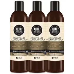 Hello Nature Kokosöl Conditioner 3x 300ml - Intensive Pflege für dein Haar – der Hello Nature Kokosöl Conditioner mit 96% natürlichen Inhaltsstoffen sorgt für geschmeidige, leicht kämmbare Haare. Perfekt für trockene und strapazierte Haare.