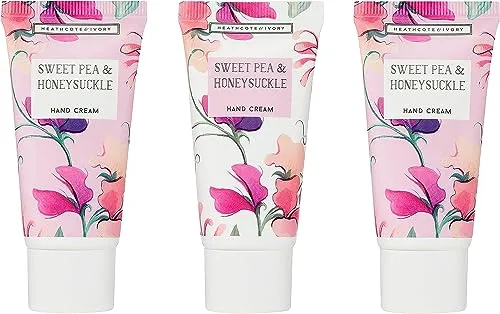 Heathcote & Ivory Handcreme, 3 x 30 ml, Hände und Nägel Feuchtigkeitspflege mit Sheabutter, süßer Erbse und Geißblattduft, Taschen- und Reisegröße, vegan und tierversuchsfreundlich, Schönheitsgeschenk