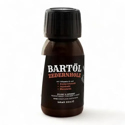 Bartöl 60 ml Bartpflege mit Jojobaöl und Mandel (Zedernholz)
