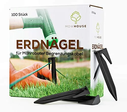 MOWHOUSE 100 x Mähroboter Haken Nägel Set - 8,5 cm Heringe Erdnägel als Rasenroboter Begrenzungskabel Zubehör