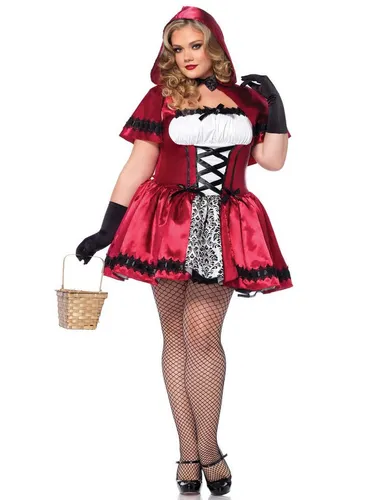 LEG AVENUE 85230X - Gothic Riding Hood Kostüm Set für Damen - Verkleiden & Kinderrollenspiele: Elegantes 2-teiliges Kostüm mit satinierter Robe und passendem Cape, ideal für Karneval und besondere Anlässe in Größe 3XL/4XL.