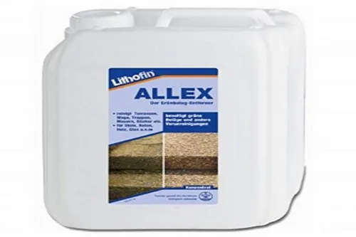 Lithofin ALLEX Grünbelagentferner - 5 Liter für effektive Reinigung - Grünbelagentferner für den Außenbereich, entfernt mühelos Algen und Moos und schützt Oberflächen vor Neuverschmutzung.