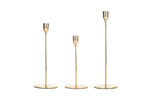 MARELIDA Stabkerzenhalter 3er Set in Roségold - Kerzenständer - Metall - stilvolles 3er Set in unterschiedlichen Höhen, ideal für elegante Tischdekoration bei Hochzeiten oder Festen, mit schützenden Samtböden für Deine Möbel.
