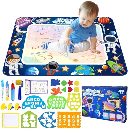 UCAMP Astronauten Malmatte mit Wasserstift 88x118cm,Wasser Doodle Matte,Magic Doodle Matte,Wiederverwendbares Lernspielzeug,Geschenk für Jungen und Mädchen ab 2-7 Jahren